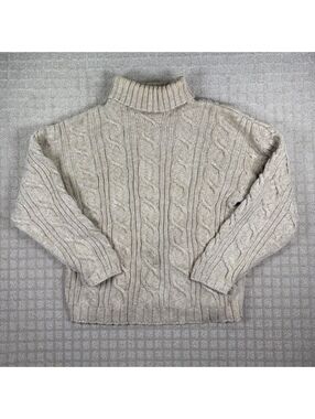 Club Monaco cream cable knit turtleneck sweater large